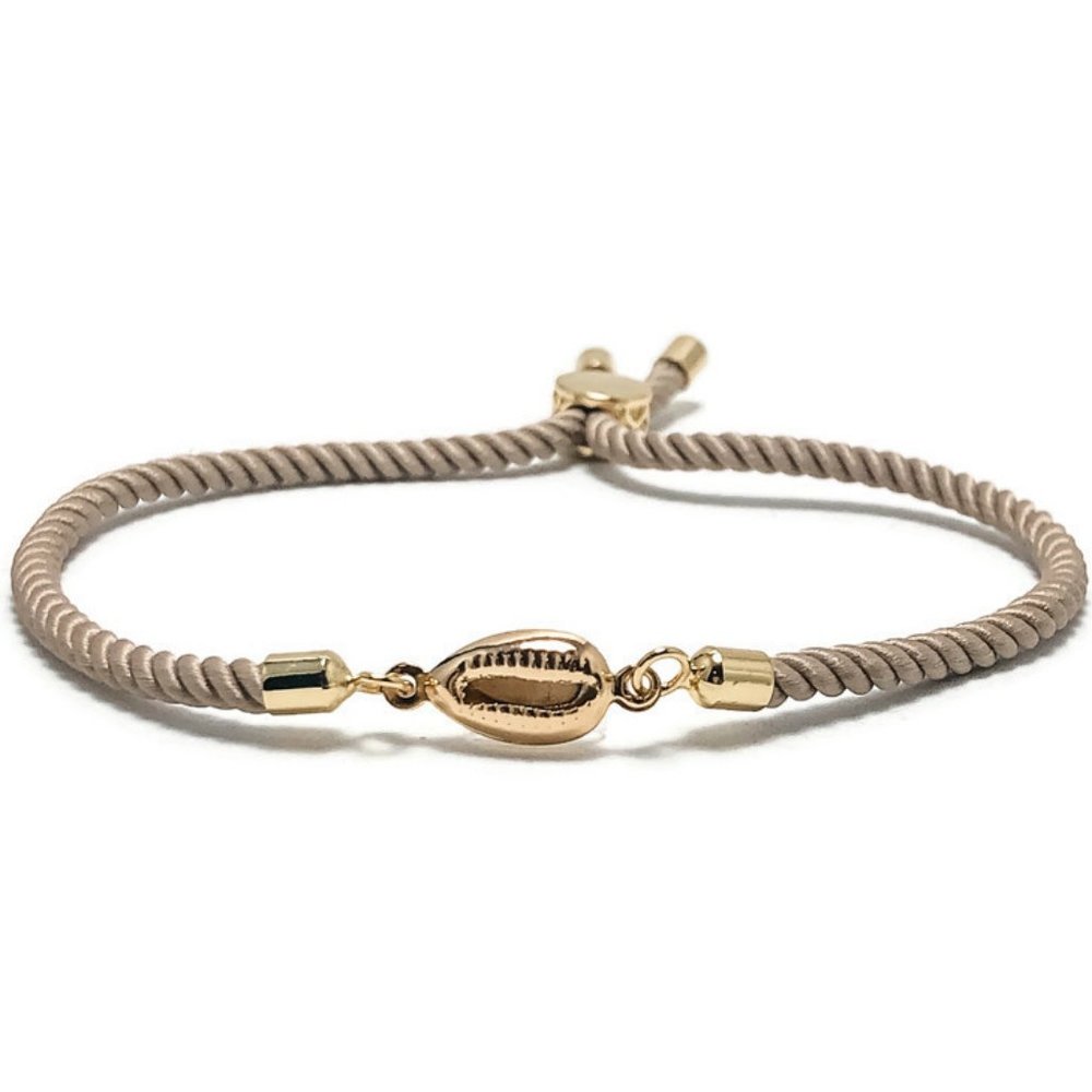 🎉NWT Full Circle Adjustable Slide Bead Box Chain Gold Cowrie Shell Bracelet
